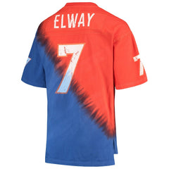 John Elway Denver Broncos Retired Player Name & Number Diagonal Tie-Dye V-Neck T-Shirt - Orange/Royal T-shirts