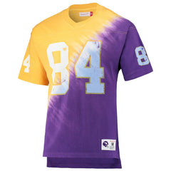 Randy Moss Minnesota Vikings Retired Player Name & Number Diagonal Tie-Dye V-Neck T-Shirt - Gold/Purple T-shirts