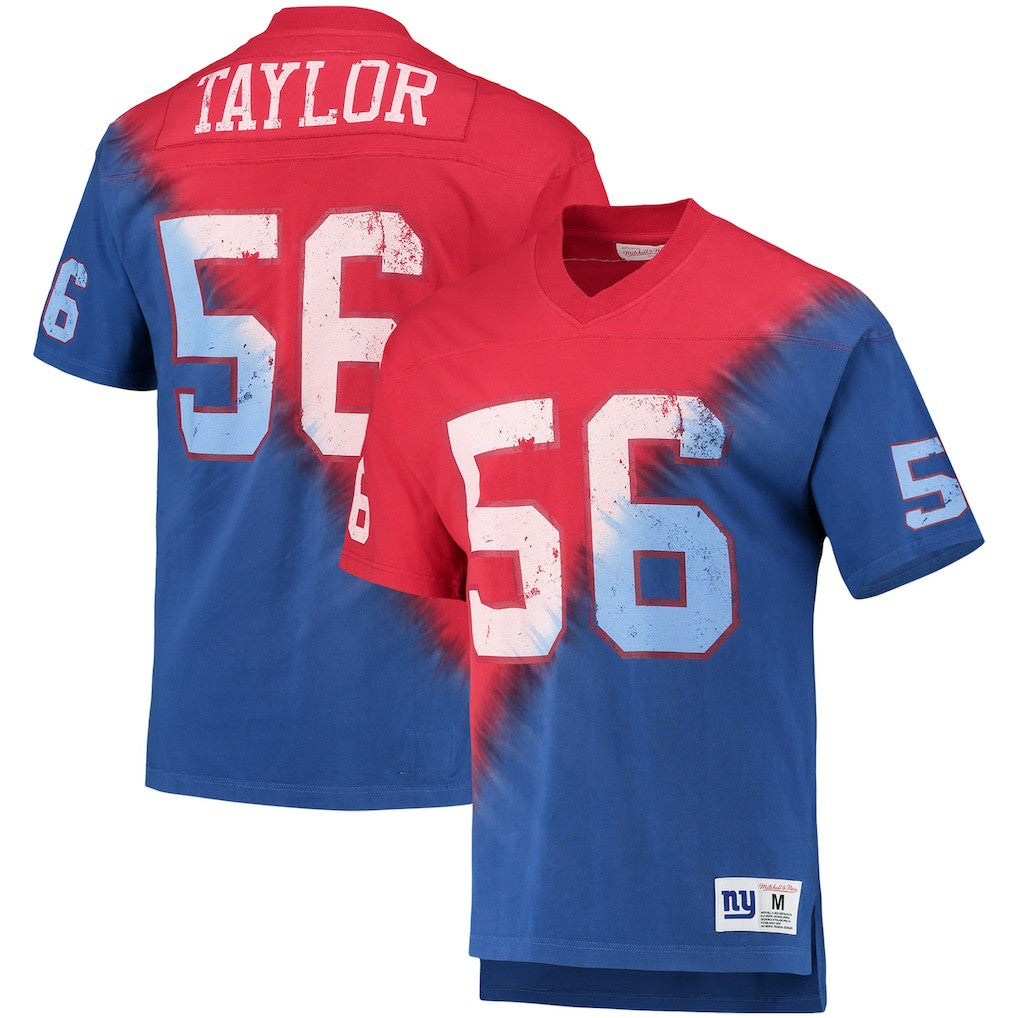 Lawrence Taylor New York Giants Retired Player Name & Number Diagonal Tie-Dye V-Neck T-Shirt - Red/Royal T-shirts