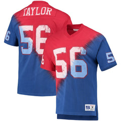 Lawrence Taylor New York Giants Retired Player Name & Number Diagonal Tie-Dye V-Neck T-Shirt - Red/Royal T-shirts
