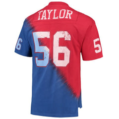 Lawrence Taylor New York Giants Retired Player Name & Number Diagonal Tie-Dye V-Neck T-Shirt - Red/Royal T-shirts