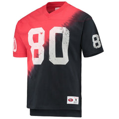Jerry Rice San Francisco 49ers Retired Player Name & Number Diagonal Tie-Dye V-Neck T-Shirt - Black/Red T-shirts