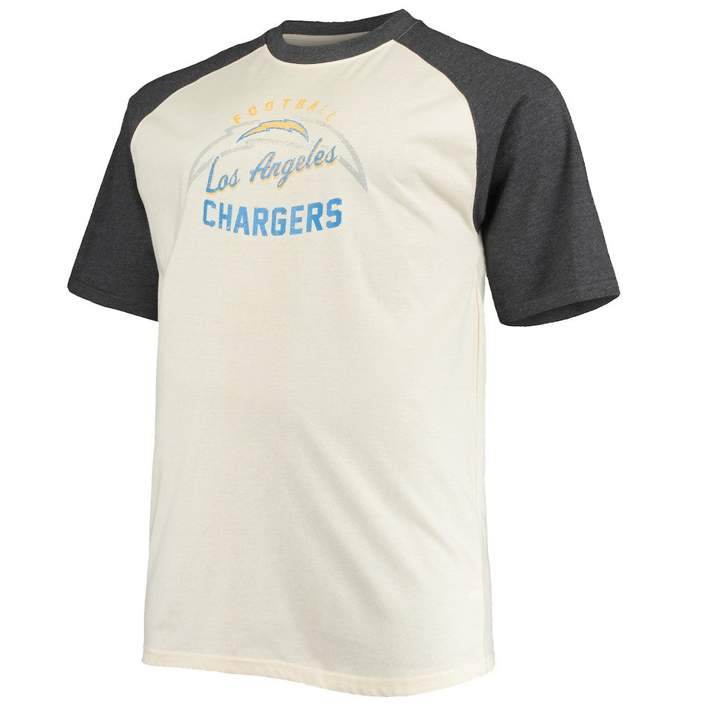 Justin Herbert Los Angeles Chargers Big & Tall Player Name & Number Raglan T-Shirt - Oatmeal T-shirts