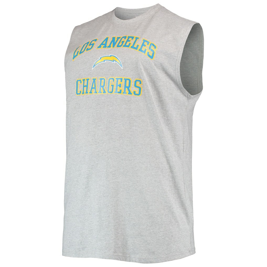 Justin Herbert Los Angeles Chargers Big & Tall Player Name & Number Muscle Tank Top - Heathered Gray Tops