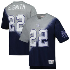 Emmitt Smith Dallas Cowboys Retired Player Name & Number Diagonal Tie-Dye V-Neck T-Shirt - Navy/Gray T-shirts