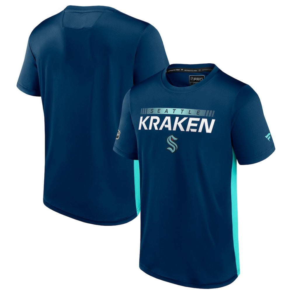 Seattle Kraken Fanatics Authentic Pro Rink Tech T-Shirt - Deep Sea Blue/Light Blue | US 4503837
