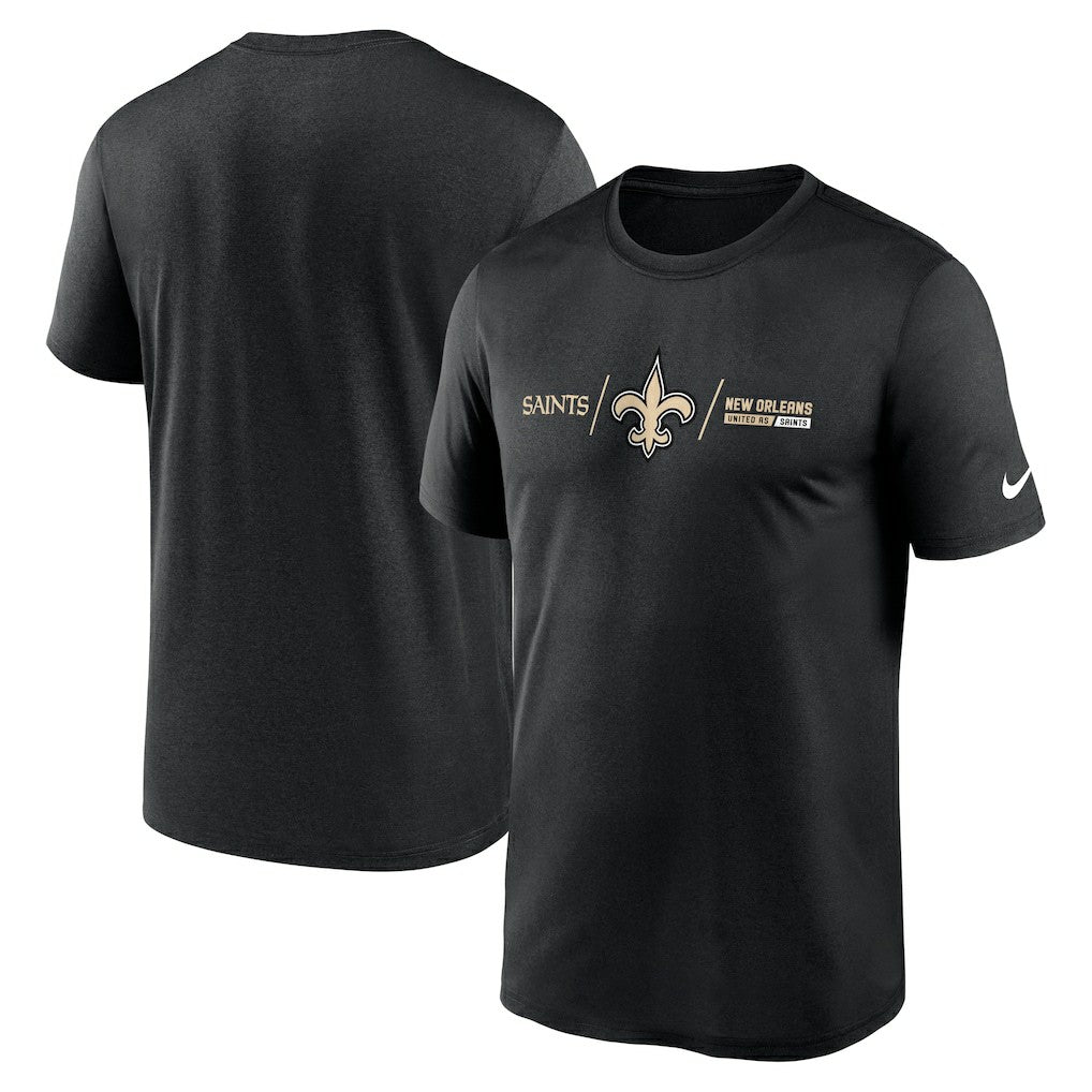 New Orleans Saints Horizontal Lockup Legend Performance T-Shirt - Black T-shirts