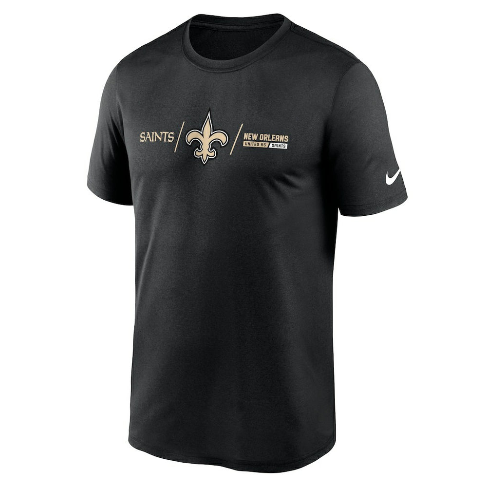 New Orleans Saints Horizontal Lockup Legend Performance T-Shirt - Black T-shirts
