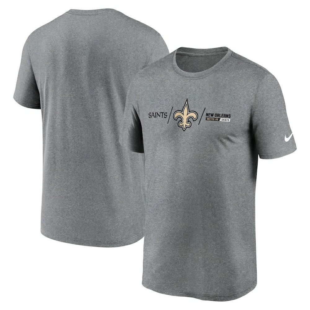 New Orleans Saints Horizontal Lockup Legend Performance T-Shirt - Heathered Charcoal T-shirts
