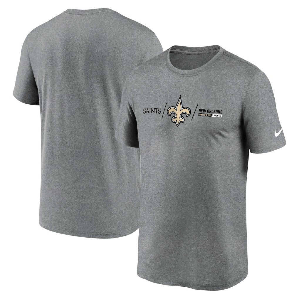 New Orleans Saints Horizontal Lockup Legend Performance T-Shirt - Heathered Charcoal T-shirts