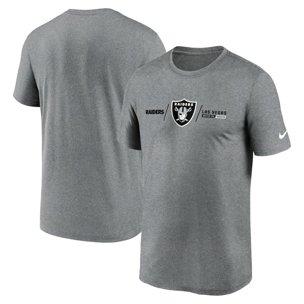 Las Vegas Raiders Horizontal Lockup Legend Performance T-Shirt - Heather Charcoal T-shirts