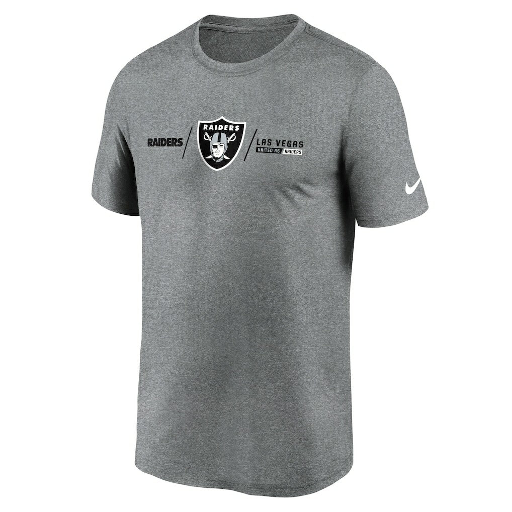Las Vegas Raiders Horizontal Lockup Legend Performance T-Shirt - Heather Charcoal T-shirts