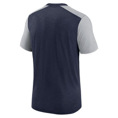 Seattle Seahawks Color Block Team Name T-Shirt - Heathered College Navy/Heathered Gray T-shirts