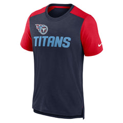 Tennessee Titans Color Block Team Name T-Shirt - Heathered Navy/Heathered Red T-shirts