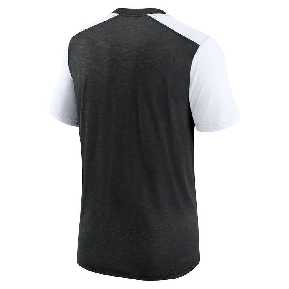 Las Vegas Raiders Color Block Team Name T-Shirt - Heathered Black/White T-shirts