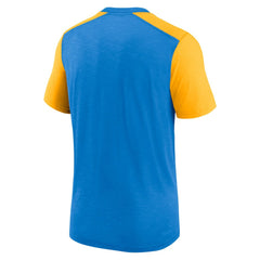Los Angeles Chargers Color Block Team Name T-Shirt - Heathered Powder Blue/Heathered Gold T-shirts