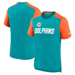 Miami Dolphins Color Block Team Name T-Shirt - Heathered Aqua/Heathered Orange T-shirts