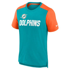 Miami Dolphins Color Block Team Name T-Shirt - Heathered Aqua/Heathered Orange T-shirts