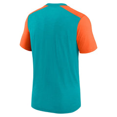 Miami Dolphins Color Block Team Name T-Shirt - Heathered Aqua/Heathered Orange T-shirts