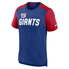 New York Giants Color Block Team Name T-Shirt - Heathered Royal/Heathered Red T-shirts