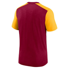 Washington Commanders Color Block Team Name T-Shirt - Heathered Burgundy/Heathered Gold T-shirts