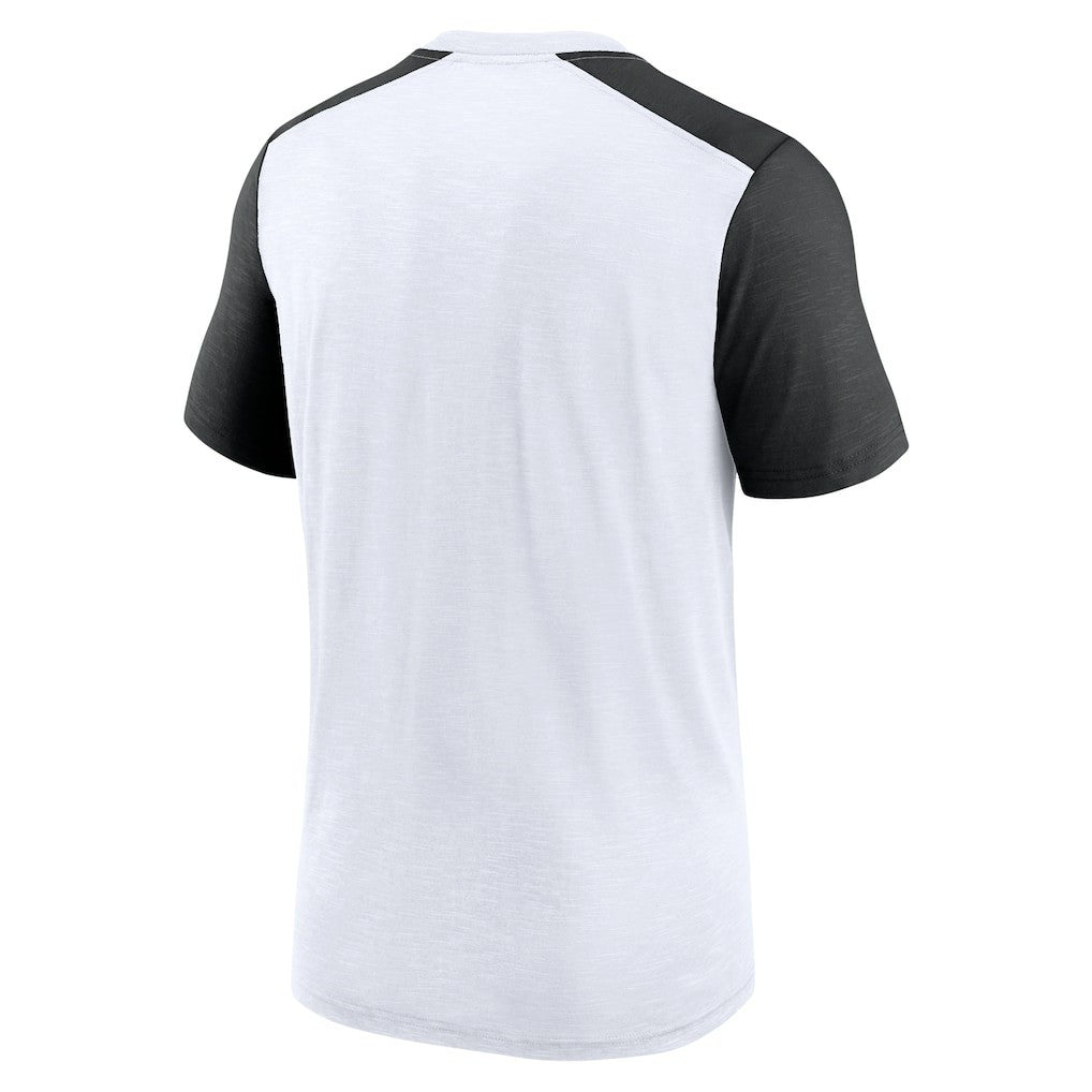 New Orleans Saints Color Block Team Name T-Shirt - White/Heathered Black T-shirts