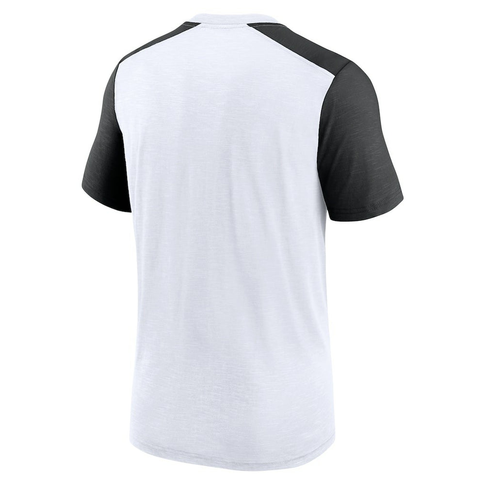 New Orleans Saints Color Block Team Name T-Shirt - White/Heathered Black T-shirts