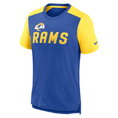 Los Angeles Rams Color Block Team Name T-Shirt - Heathered Royal/Heathered Gold T-shirts
