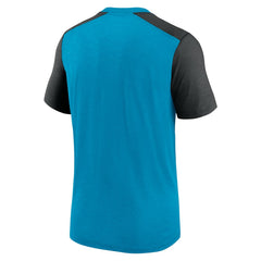 Carolina Panthers Color Block Team Name T-Shirt - Heathered Blue/Heathered Black T-shirts