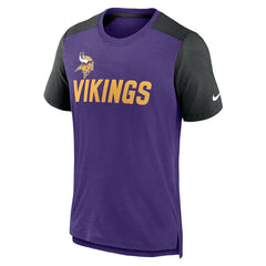 Minnesota Vikings Color Block Team Name T-Shirt - Heathered Purple/Heathered Black T-shirts
