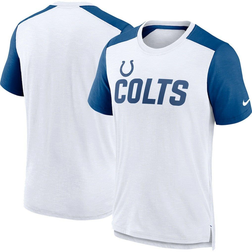 Indianapolis Colts Color Block Team Name T-Shirt - White/Heather Royal T-shirts