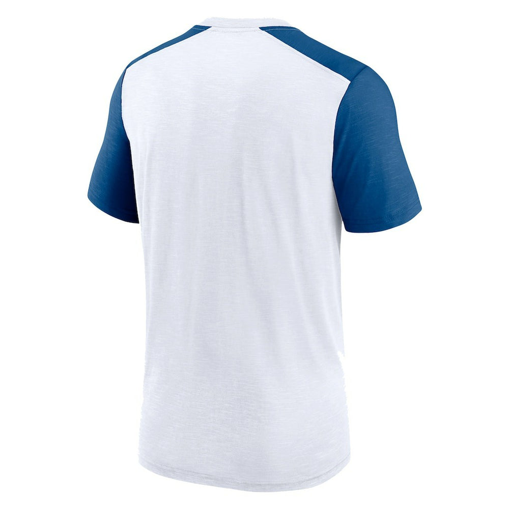 Indianapolis Colts Color Block Team Name T-Shirt - White/Heather Royal T-shirts