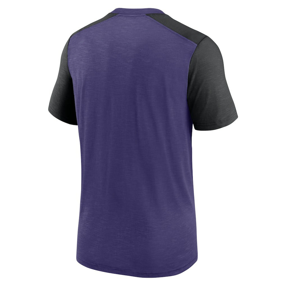Baltimore Ravens Color Block Team Name T-Shirt - Heathered Purple/Heathered Black T-shirts