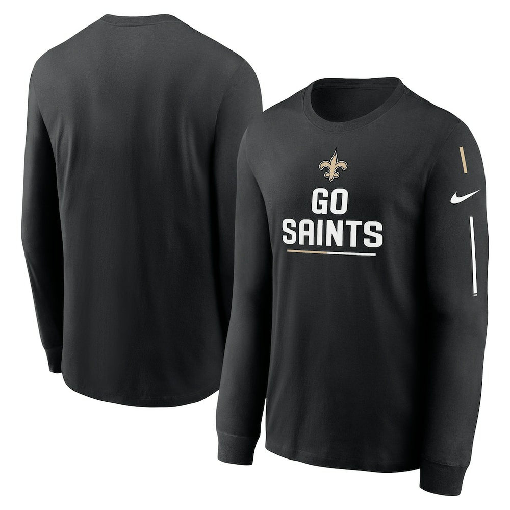 New Orleans Saints Team Slogan Long Sleeve T-Shirt - Black T-shirts