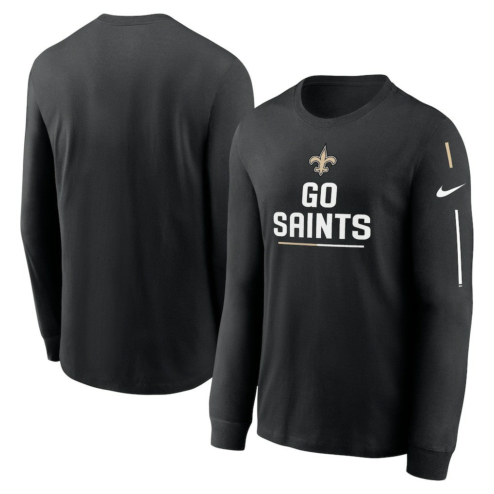 New Orleans Saints Team Slogan Long Sleeve T-Shirt - Black T-shirts