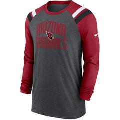 Arizona Cardinals Tri-Blend Raglan Athletic Long Sleeve Fashion T-Shirt - Heathered Charcoal/Cardinal T-shirts