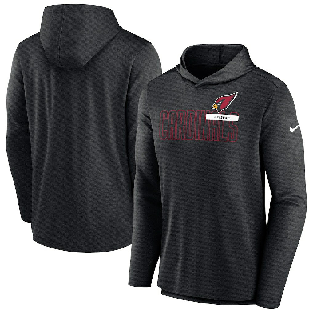 Arizona Cardinals Lightweight Performance Hooded Long Sleeve T-Shirt - Black T-shirts