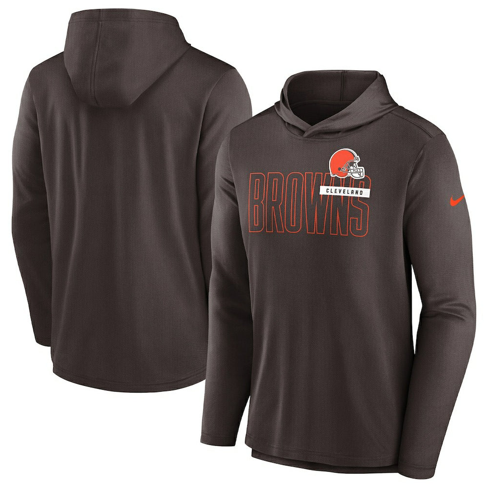 Cleveland Browns Lightweight Performance Hooded Long Sleeve T-Shirt - Brown T-shirts