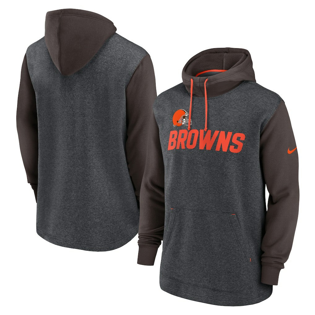 Cleveland Browns Surrey Legacy Pullover Hoodie - Heathered Charcoal/Brown Hoodies