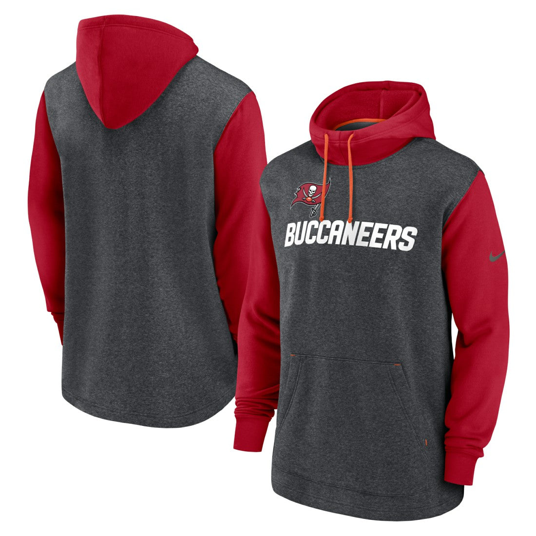 Tampa Bay Buccaneers Surrey Legacy Pullover Hoodie - Heathered Charcoal/Red Hoodies