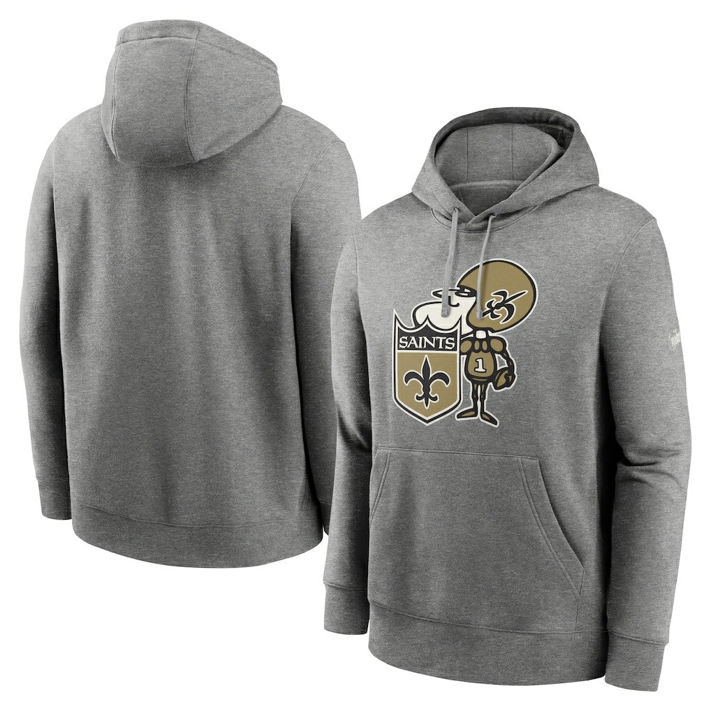 New Orleans Saints Rewind Club Fleece Pullover Hoodie - Heathered Gray Hoodies