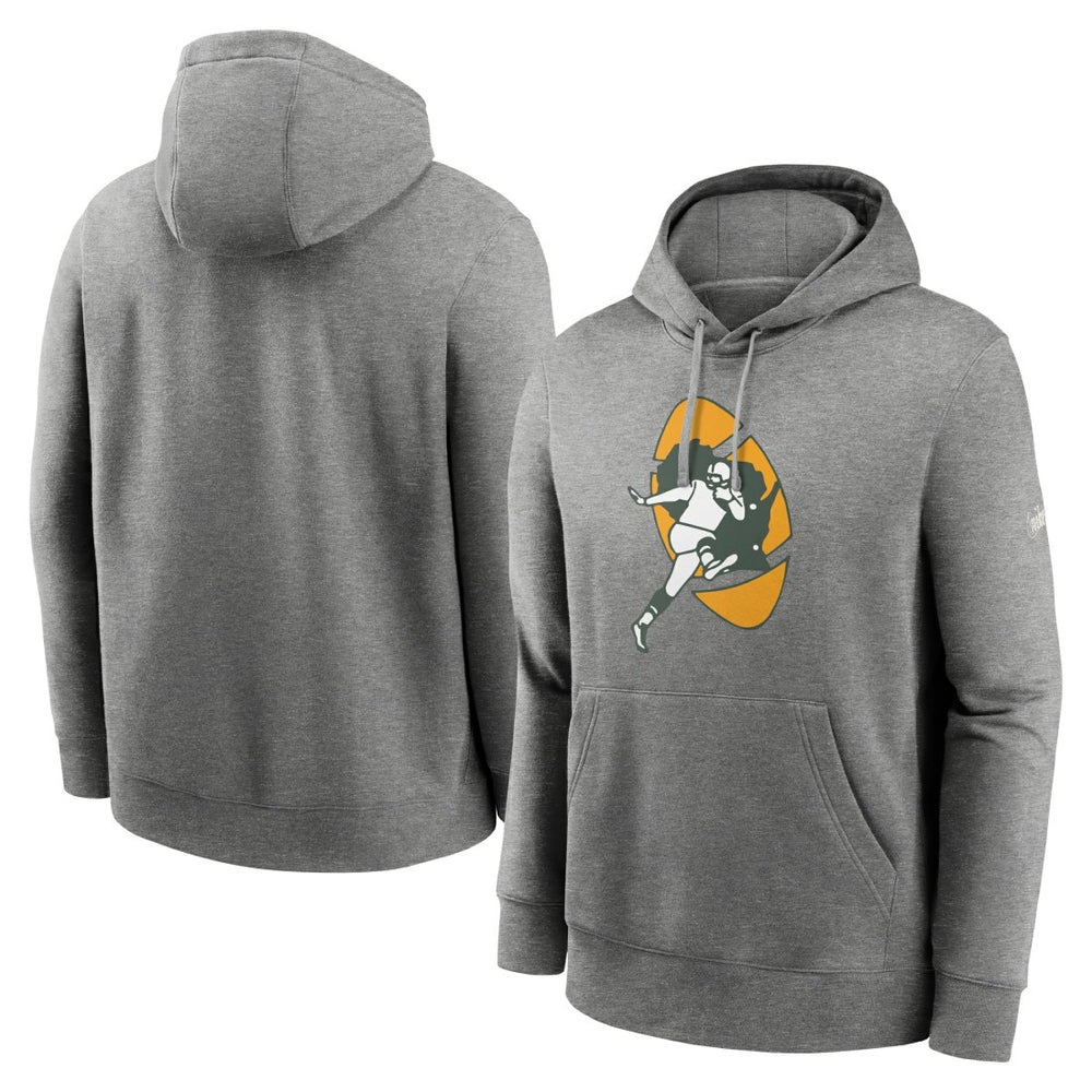 Green Bay Packers Rewind Club Fleece Pullover Hoodie - Heathered Gray Hoodies
