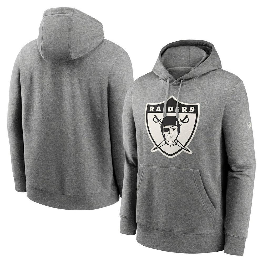 Oakland Raiders Rewind Club Fleece Pullover Hoodie - Heathered Gray Hoodies