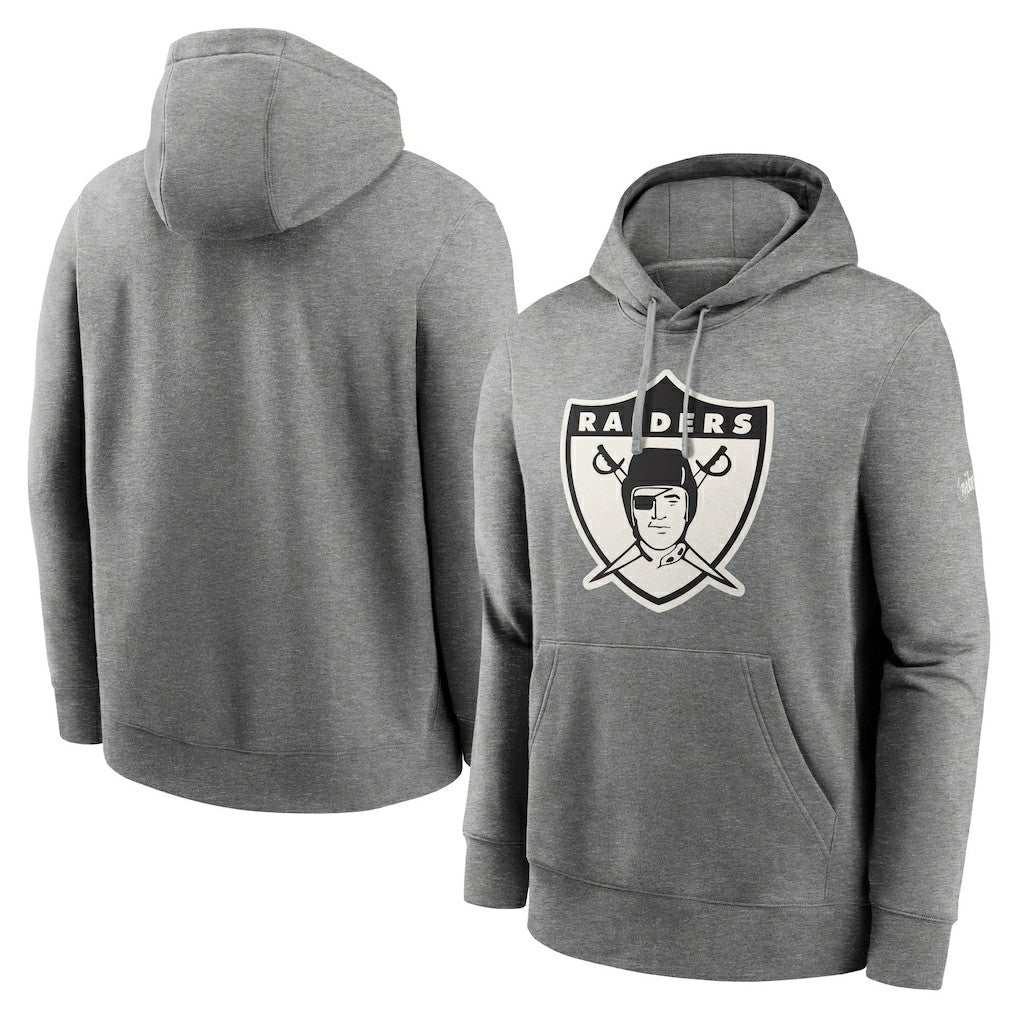 Oakland Raiders Rewind Club Fleece Pullover Hoodie - Heathered Gray Hoodies