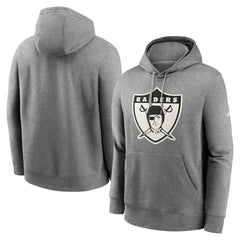 Oakland Raiders Rewind Club Fleece Pullover Hoodie - Heathered Gray Hoodies