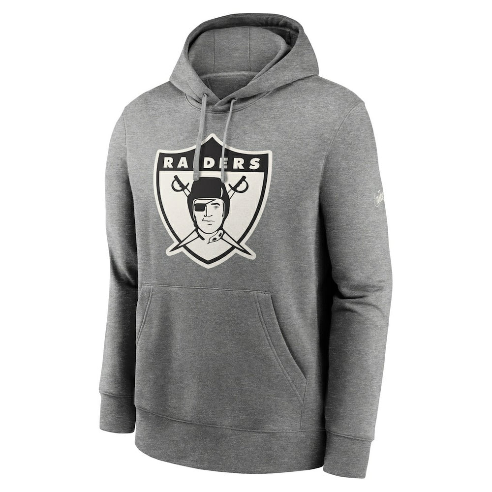 Oakland Raiders Rewind Club Fleece Pullover Hoodie - Heathered Gray Hoodies