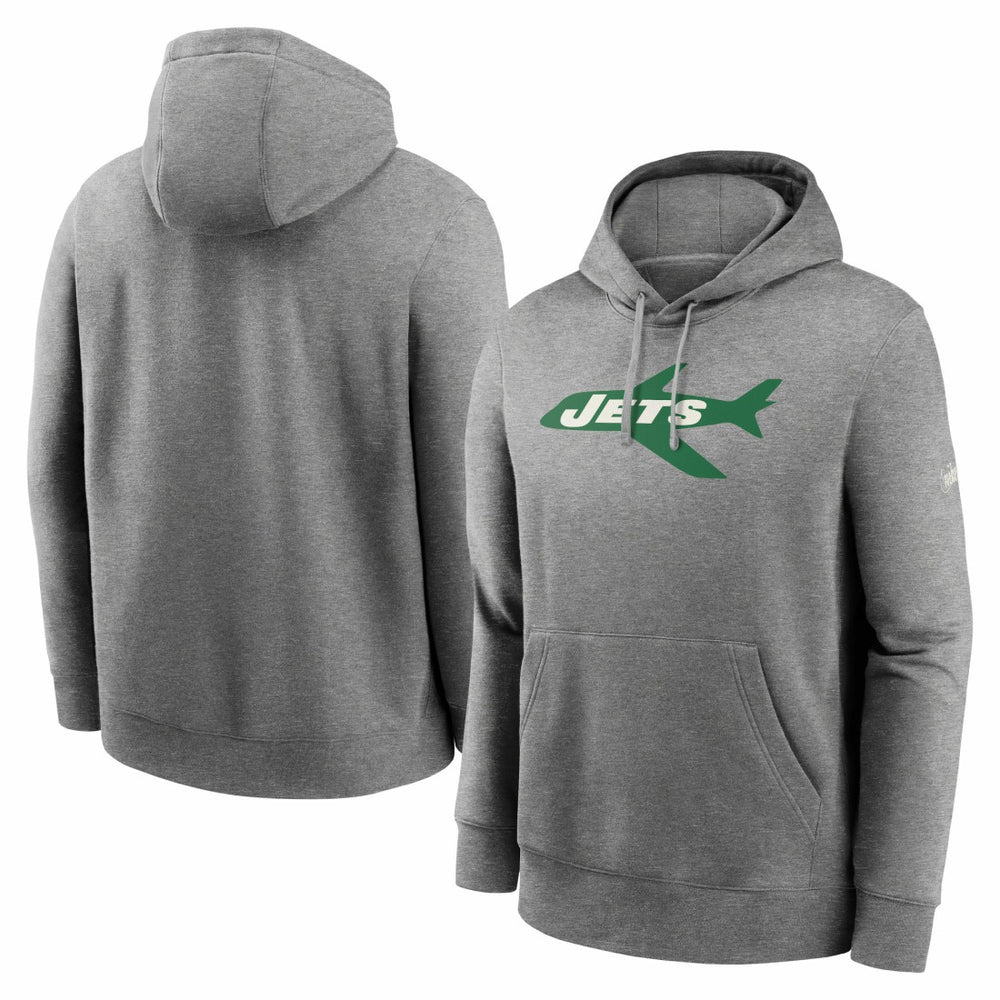New York Jets Rewind Club Fleece Pullover Hoodie - Heathered Gray Hoodies