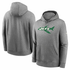 New York Jets Rewind Club Fleece Pullover Hoodie - Heathered Gray Hoodies