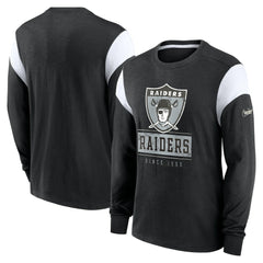 Oakland Raiders Rewind Playback Helmet Long Sleeve T-Shirt - Heather Black T-shirts