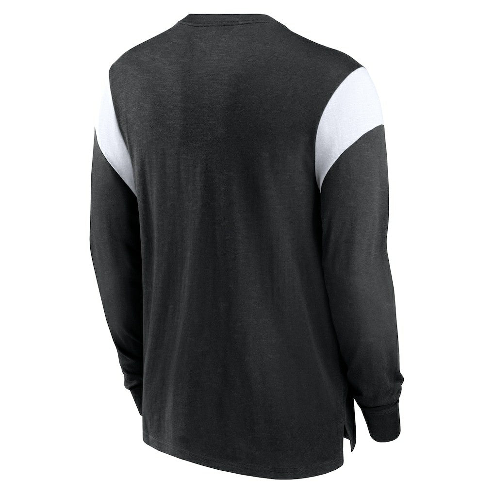 Oakland Raiders Rewind Playback Helmet Long Sleeve T-Shirt - Heather Black T-shirts